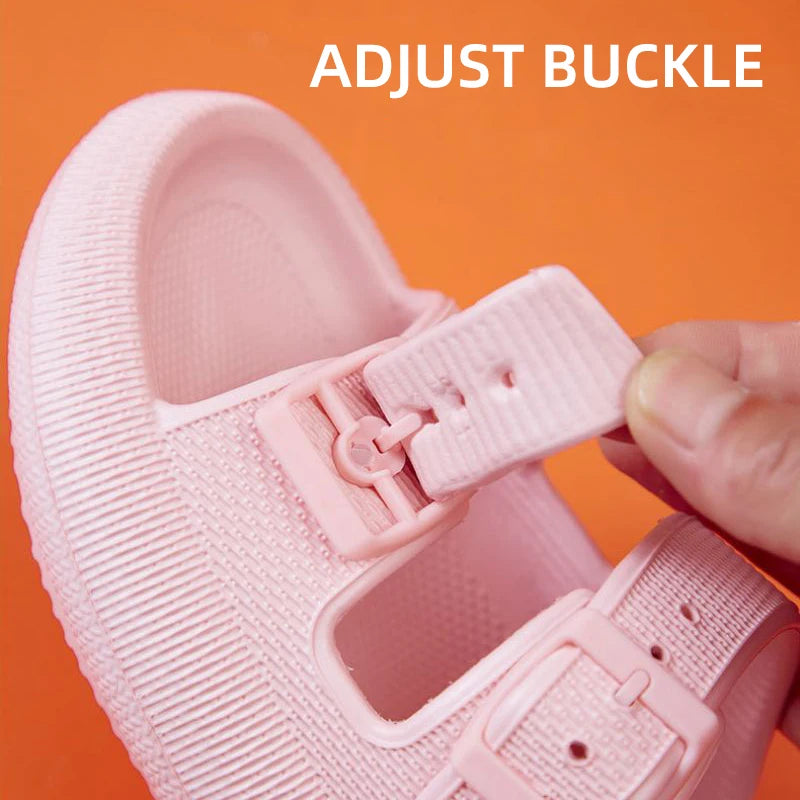 Fashion Buckle Thick Platform Slippers Women Home Soft Sole eva Cloud Slides Sandals Woman 2023 Summer Non Slip Beach Flip Flops